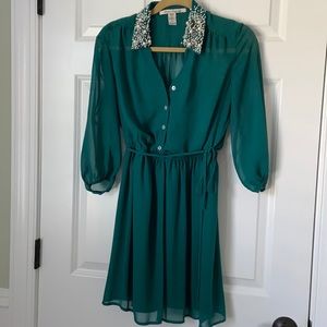 Green dress with detailed collar